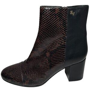 Zadig & Voltaire Lena Wild Leather Ankle Boots Side Zip Snake $558 Sz 38/7.5 NEW